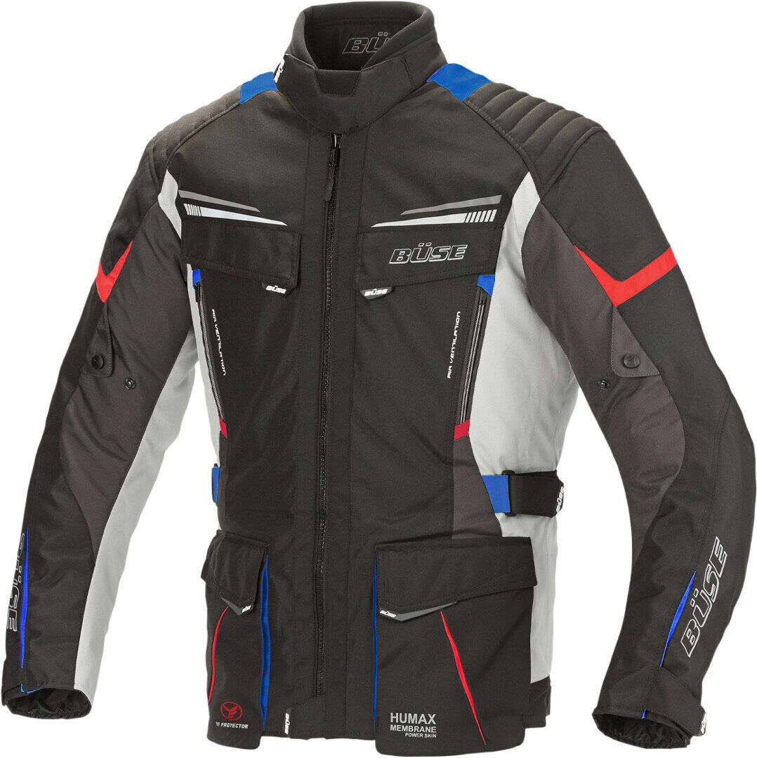 Büse Lago Pro Veste textile moto Noir Rouge Bleu taille : M Büse Lago Pro Veste textile moto Noir Rouge Bleu taille : M