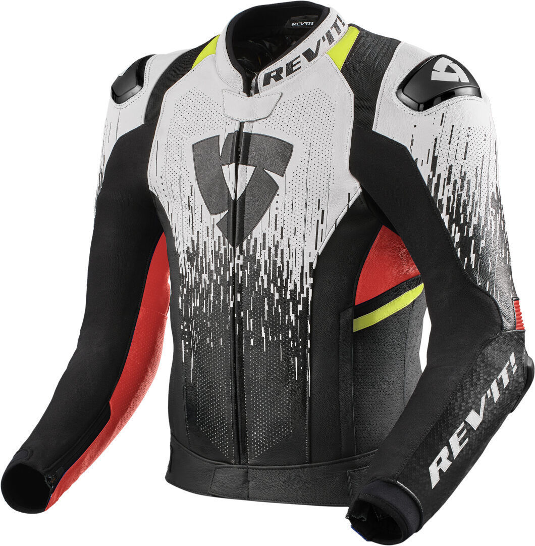 Revit Quantum 2 Pro Air Veste en cuir de moto Blanc Rouge taille : 50 Revit Quantum 2 Pro Air Veste en cuir de moto Blanc Rouge taille : 50