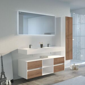 Distribain Meuble salle de bain Visenza 1400 Scandinave vintage et Blanc