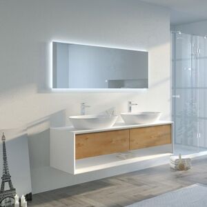 Distribain Meuble salle de bain BELLANO 1600 Bois naturel et Blanc