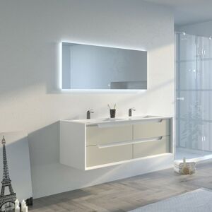 Distribain Meuble salle de bain BOMARZO 1400 Beige galet et Blanc