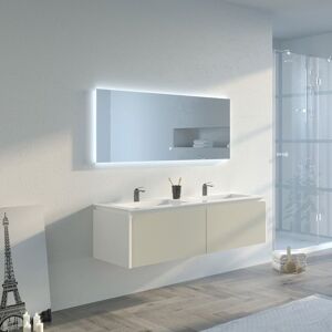 Distribain Meuble salle de bain FABRIZIA 1400 Beige galet et Blanc