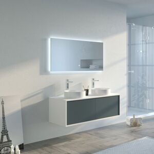 Distribain Meuble salle de bain MARUCA 1200 Gris béton et Blanc