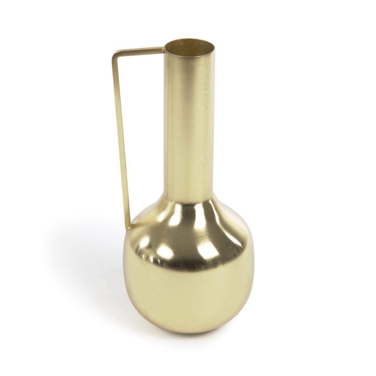 Kave Home - Vase avec poignée Catherine en métal doré 25 cm