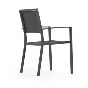 Kave Home - Chaise de jardin Sirley en aluminium et textilène noir - Publicité
