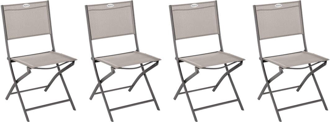 Lot de 4 chaises jardin pliantes MODULA Noisette   Tonka Acier, Texaline - Ancien prix : 111,96? Hespéride