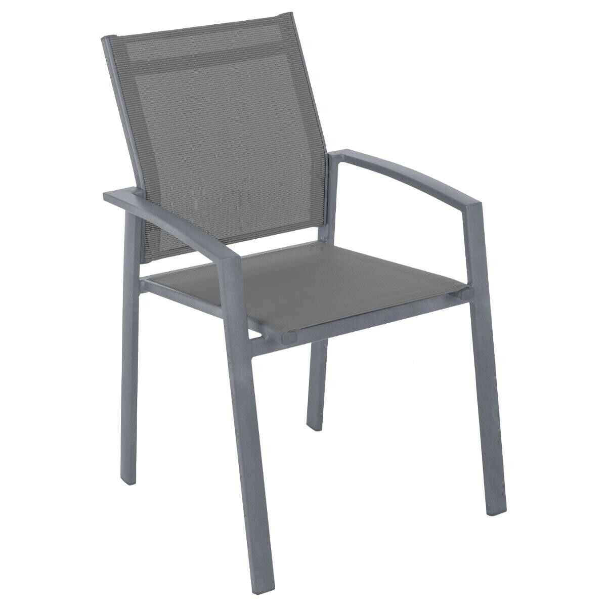 Fauteuil de jardin empilable AXIOME Silex   Gris Quartz Aluminium traité époxy, Texaline Hespéride