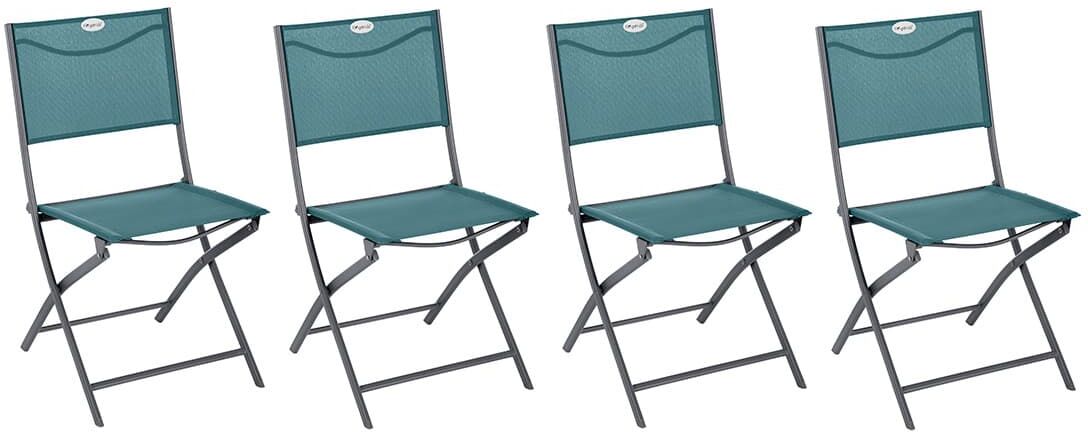 Lot de 4 chaises jardin pliantes MODULA Bleu canard   Graphite Acier, Texaline - Ancien prix : 111,96€ Hespéride