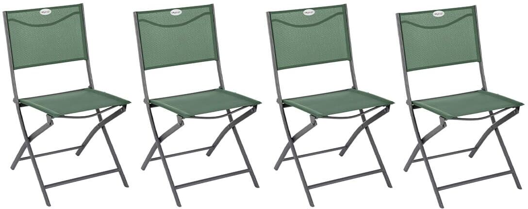 Lot de 4 chaises jardin pliantes MODULA Vert olive   Graphite Acier, Texaline - Ancien prix : 111,96? Hespéride