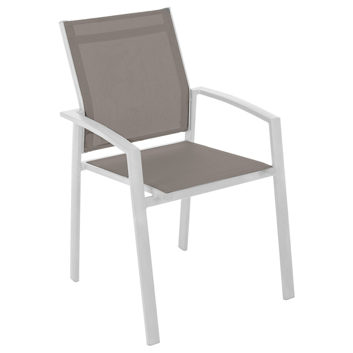 Fauteuil de jardin empilable AXIOME Noisette   Blanc Aluminium traité époxy, Texaline Hespéride