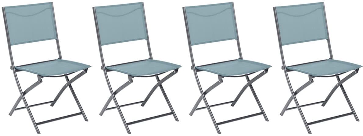 Lot de 4 chaises jardin pliantes MODULA Vert jade   Graphite Acier, Texaline - Ancien prix : 111,96? Hespéride