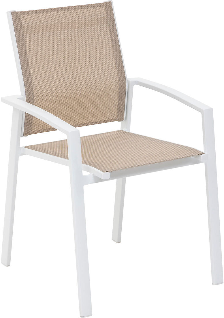 Fauteuil de jardin empilable AXIOME Lin   Blanc Aluminium traité époxy, Texaline Hespéride