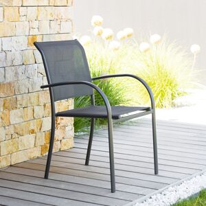 Hesperide Fauteuil de jardin empilable PIAZZA Anthracite   Graphite Aluminium traite epoxy, Texaline Hesperide