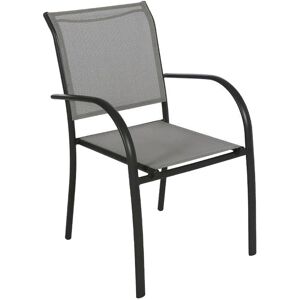 Hesperide Fauteuil de jardin empilable PIAZZA Galet   Graphite Aluminium traite epoxy, Texaline Hesperide