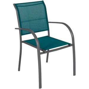 Hesperide Fauteuil de jardin empilable PIAZZA Bleu canard   Graphite Aluminium traite epoxy, Texaline Hesperide