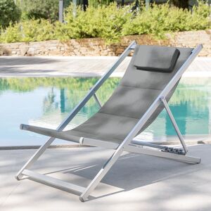 Hesperide Chilienne de jardin HONOLULU Galet Aluminium satine, Texaline matelassee Hesperide