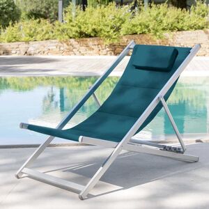 Hesperide Chilienne de jardin HONOLULU Bleu canard Aluminium satine, Texaline matelassee Hesperide