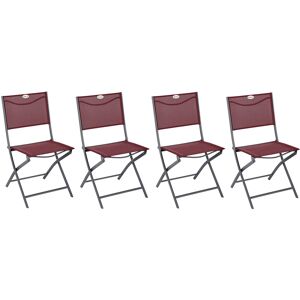 Hesperide Lot de 4 chaises jardin pliantes Modula Bordeaux Graphite Acier traite epoxy Texaline Hesperide