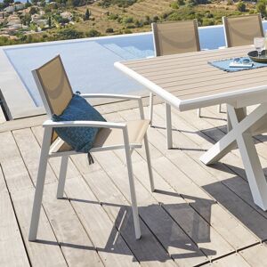 Hesperide Fauteuil de jardin empilable AXIOME Noisette   Blanc Aluminium traite epoxy, Texaline Hesperide