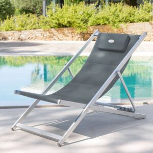 Hesperide Chilienne de jardin HONOLULU Ardoise Aluminium satine, Texaline matelassee Hesperide