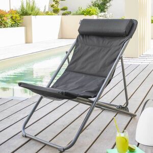 Hesperide Chilienne de jardin pliante JUBBA Anthracite   Graphite Zinc, Polyester - Ancien prix : 49,99? Hesperide