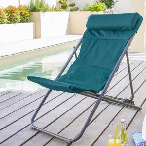 Hesperide Chilienne de jardin pliante JUBBA Bleu canard   Graphite Zinc, Polyester - Ancien prix : 49,99? Hesperide