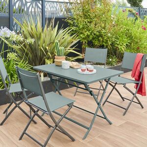 Hesperide Table de jardin pliante rectangulaire GREENSBORO Vert jade 4 places - Acier traite epoxy, Traitement antirouille renforce Hesperide