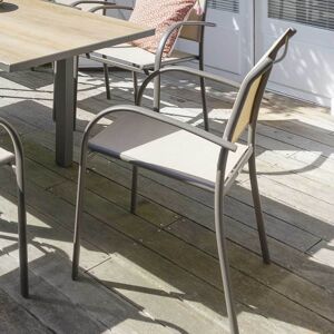 Hesperide Fauteuil de jardin empilable PIAZZA Lin   Tonka Aluminium traite epoxy, Texaline Hesperide