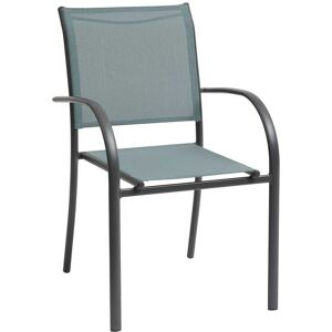 Hesperide Fauteuil de jardin empilable PIAZZA Vert jade   Graphite Aluminium traite epoxy, Texaline Hesperide