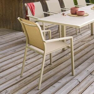 Hesperide Fauteuil de jardin empilable ESSENTIA Lin   Argile Aluminium traite epoxy, Texaline Hesperide