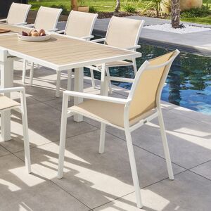 Hesperide Fauteuil de jardin empilable ESSENTIA Lin   Blanc Aluminium traite epoxy, Texaline Hesperide