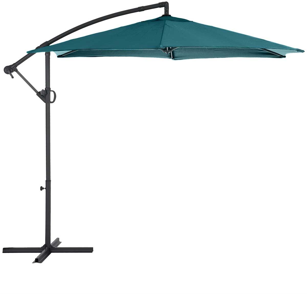 Parasol déporté rond JANEIRO Bleu canard 3 m - Aluminium, Acier traité époxy, Polyester Hespéride