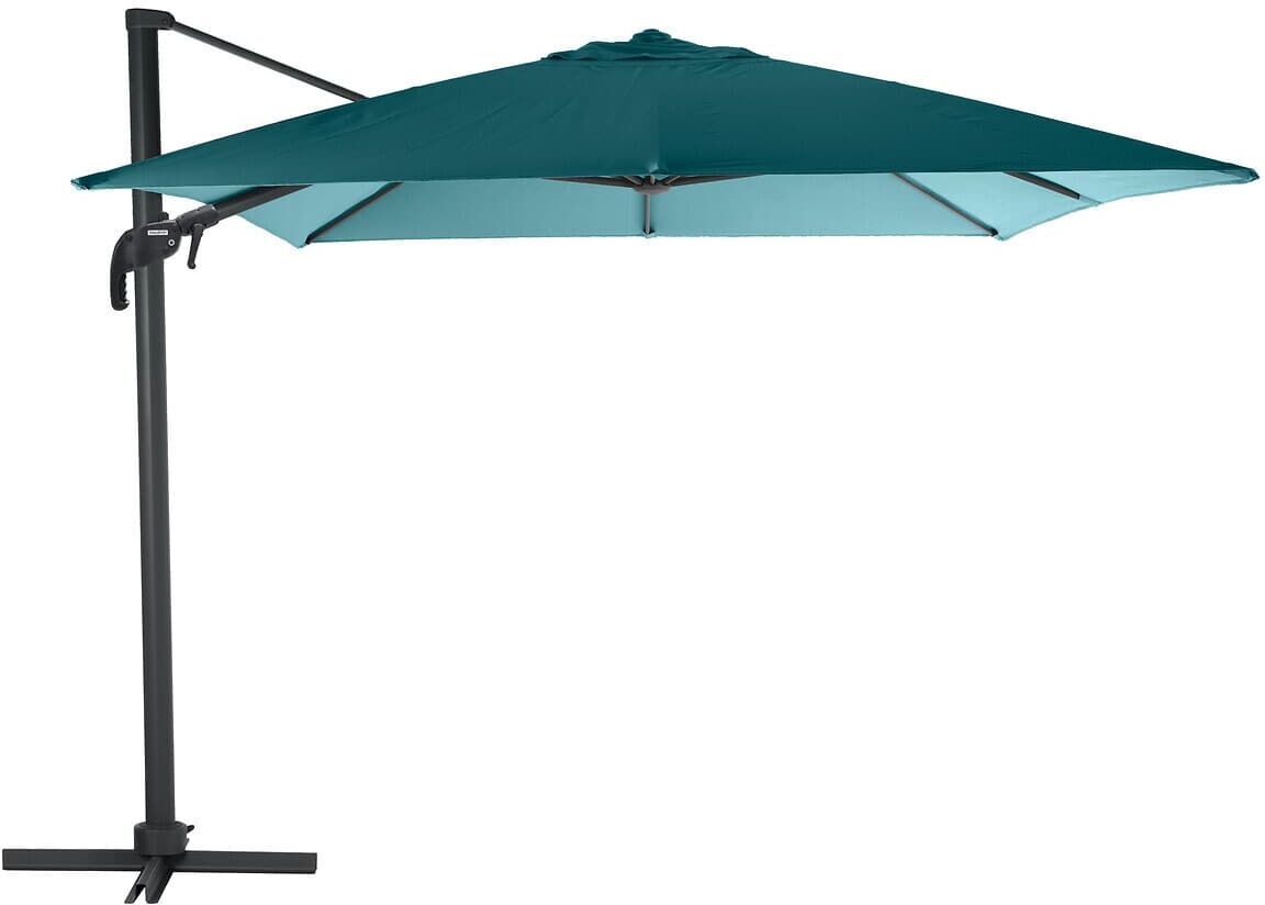 Parasol déporté carré inclinable ÉLÉA Bleu canard   Graphite 3 x m - Aluminium traité époxy, Polyester Hespéride