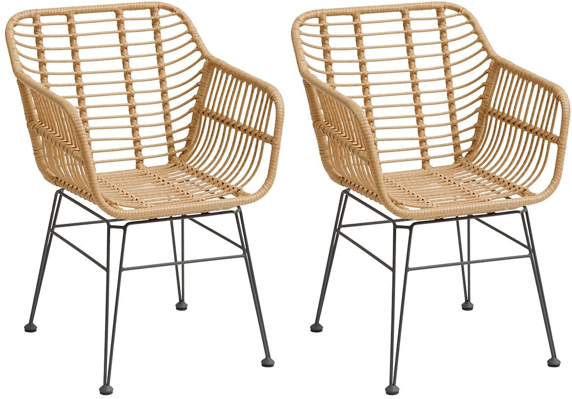 Lot de 2 fauteuils jardin LAMBADA Sésame Acier traité époxy, Résine tressée Hespéride