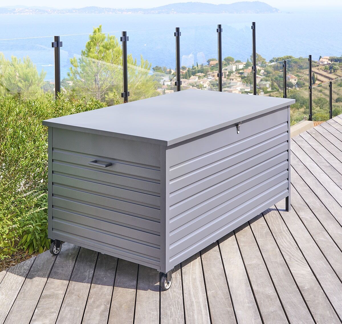 Coffre de rangement MENANGO Graphite M 195 x 96 108 cm - Aluminium traité époxy Hespéride