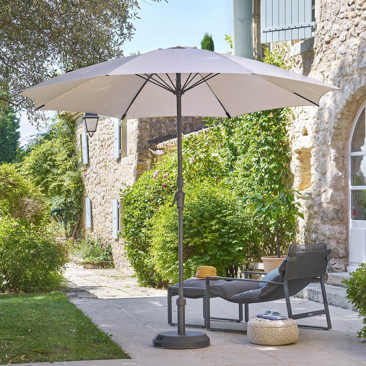 Parasol droit rond SISKO Blé 2,7 m - Aluminium traité époxy, Polyester Hespéride