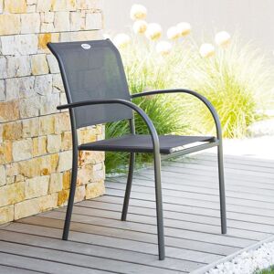 Hespéride Fauteuil de jardin empilable PIAZZA Anthracite   Graphite Aluminium traité époxy, Texaline Hespéride