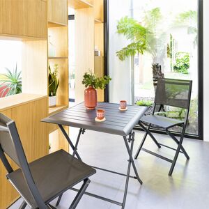 Hespéride Table de jardin pliante carrée AZUA Graphite 2 places - Aluminium traité époxy Hespéride