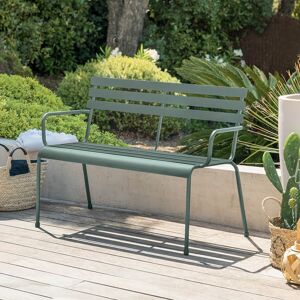 Hespéride Banc de jardin GREENSBORO Vert olive Acier traité époxy, Traitement antirouille renforcé Hespéride