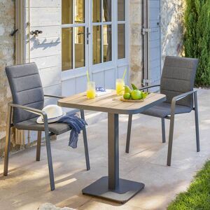 Hespéride Table de jardin bistro TYLA Acacia   Graphite Acier traité époxy, certifié FSC® Hespéride