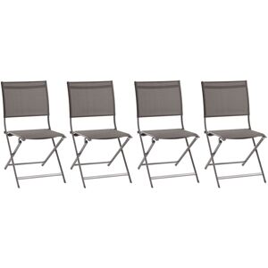 Hespéride Lot de 4 chaises jardin pliantes AXANT Wengé   Praline Aluminium traité époxy, Texaline Hespéride