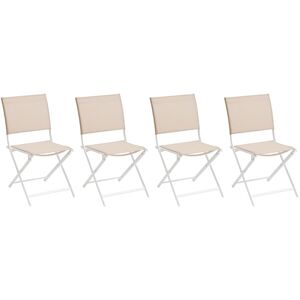 Hespéride Lot de 4 chaises jardin pliantes AXANT Lin   Blanc Aluminium traité époxy, Texaline Hespéride