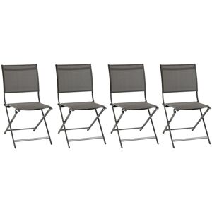 Hespéride Lot de 4 chaises jardin pliantes AXANT Anthracite   Graphite Aluminium traité époxy, Texaline Hespéride