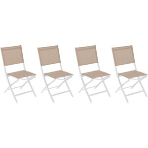 Hespéride Lot de 4 chaises jardin pliantes ESSENTIA Lin   Blanc Aluminium traité époxy, Texaline Hespéride