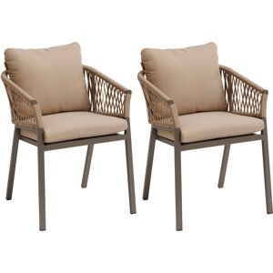 Hespéride Lot de 2 fauteuils jardin ORIENGO Miel   Praline Aluminium, Mailles tressées, Polyester Hespéride