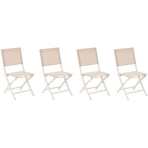 Hespéride Lot de 4 chaises jardin pliantes ESSENTIA Lin   Argile Aluminium traité époxy, Texaline Hespéride