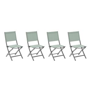 Hespéride Lot de 4 chaises jardin pliantes ESSENTIA Vert olive   Graphite Aluminium traité époxy, Texaline Hespéride