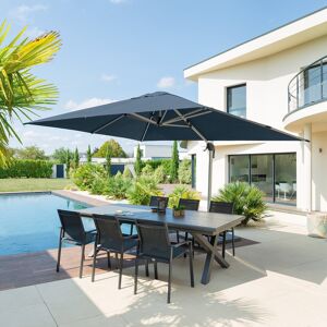 Hespéride Parasol déporté rectangulaire ÉQUADOR Pétrole 4 x 3 m - Aluminium, Polyester Hespéride