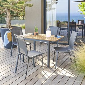 Hespéride Table de jardin extensible FOLYA Eucalyptus   Graphite 4 places - Aluminium traité époxy, certifié FSC® Hespéride