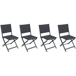 Lot de 4 chaises jardin pliantes ALLURE Poivre   Graphite Aluminium, Texaline matelassée Hespéride - Publicité